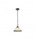 2 Light Downlighter Ceiling Pendant E27 With 30cm Tiffany Shade, Blue, Crystal, Aged Antique Brass - 1