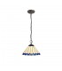 3 Light Downlighter Ceiling Pendant E27 With 30cm Tiffany Shade, Blue, Crystal, Aged Antique Brass - 1