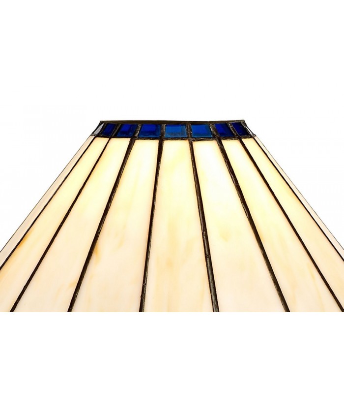 3 Light Downlighter Ceiling Pendant E27 With 30cm Tiffany Shade, Blue, Crystal, Aged Antique Brass - 7