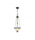 3 Light Uplighter Ceiling Pendant E27 With 30cm Tiffany Shade, Blue, Crystal, Aged Antique Brass - 1