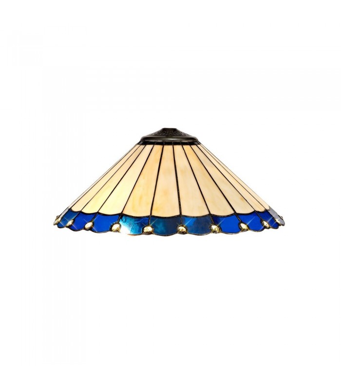 1 Light Downlighter Ceiling Pendant E27 With 40cm Tiffany Shade, Blue, Crystal, Aged Antique Brass - 10