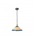 2 Light Downlighter Ceiling Pendant E27 With 40cm Tiffany Shade, Blue, Crystal, Aged Antique Brass - 1