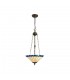 3 Light Uplighter Ceiling Pendant E27 With 40cm Tiffany Shade, Blue, Crystal, Aged Antique Brass - 1