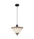 1 Light Uplighter Ceiling Pendant E27 With 30cm Tiffany Shade, Grey, Crystal, Black - 1