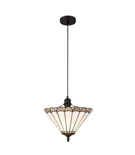 1 Light Uplighter Ceiling Pendant E27 With 30cm Tiffany Shade, Grey, Crystal, Black - 1