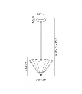 1 Light Uplighter Ceiling Pendant E27 With 30cm Tiffany Shade, Grey, Crystal, Black - 2