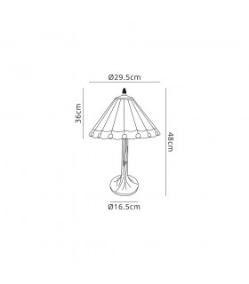 1 Light Tree Like Table Lamp E27 With 30cm Tiffany Shade, Grey, Crystal, Aged Antique Brass - 2