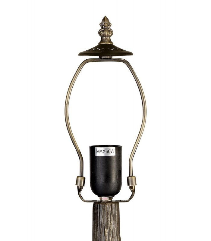 1 Light Tree Like Table Lamp E27 With 30cm Tiffany Shade, Grey, Crystal, Aged Antique Brass - 5