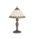 1 Light Curved Table Lamp E27 With 30cm Tiffany Shade, Grey, Crystal, Aged Antique Brass - 1