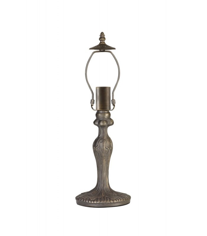 1 Light Curved Table Lamp E27 With 30cm Tiffany Shade, Grey, Crystal, Aged Antique Brass - 8
