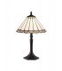 1 Light Octagonal Table Lamp E27 With 30cm Tiffany Shade, Grey, Crystal, Aged Antique Brass - 1