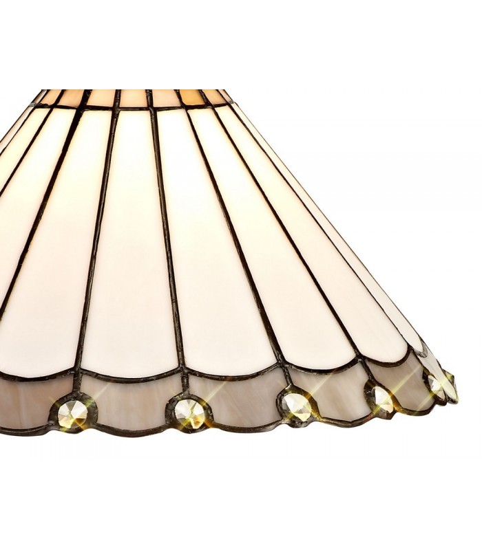 1 Light Octagonal Table Lamp E27 With 30cm Tiffany Shade, Grey, Crystal, Aged Antique Brass - 11
