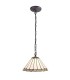 1 Light Downlighter Ceiling Pendant E27 With 30cm Tiffany Shade, Grey, Crystal, Aged Antique Brass - 1