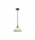 2 Light Downlighter Ceiling Pendant E27 With 30cm Tiffany Shade, Grey, Crystal, Aged Antique Brass - 1