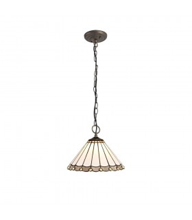 3 Light Downlighter Ceiling Pendant E27 With 30cm Tiffany Shade, Grey, Crystal, Aged Antique Brass - 1