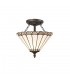 2 Light Semi Flush Ceiling E27 With 30cm Tiffany Shade, Grey, Crystal, Aged Antique Brass - 1