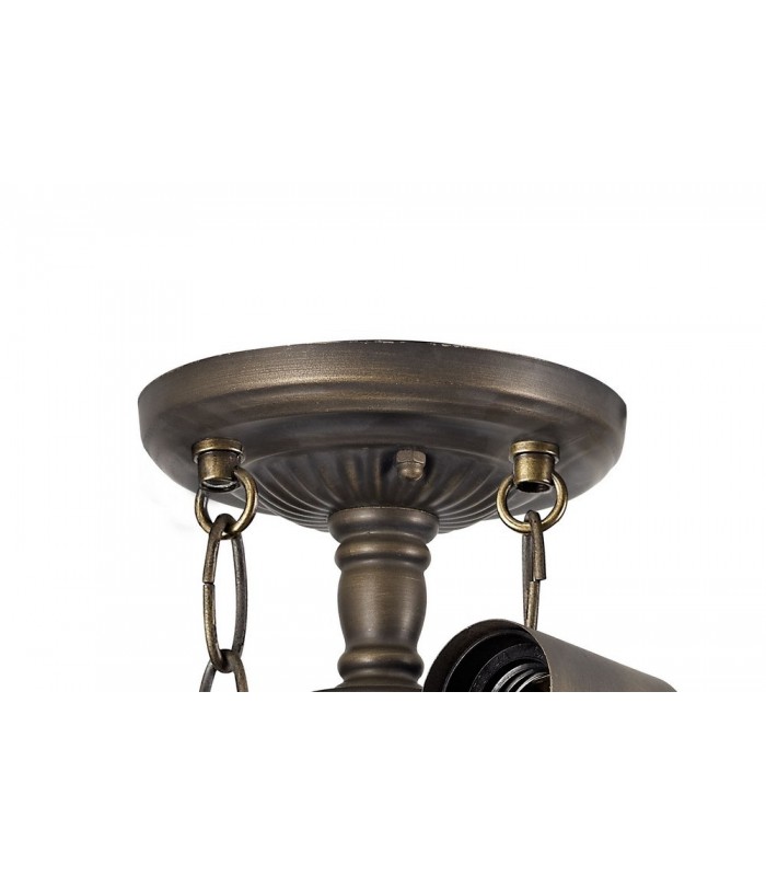 2 Light Semi Flush Ceiling E27 With 30cm Tiffany Shade, Grey, Crystal, Aged Antique Brass - 3