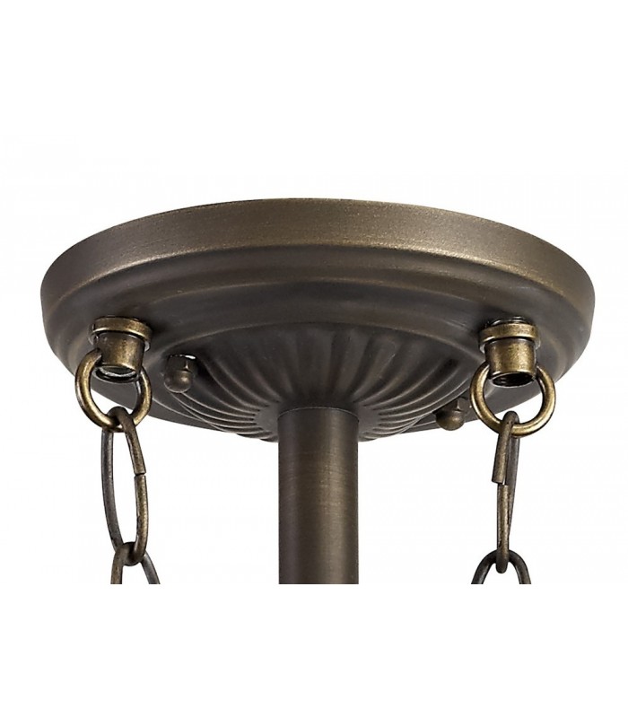 3 Light Semi Flush Ceiling E27 With 30cm Tiffany Shade, Grey, Crystal, Aged Antique Brass - 3