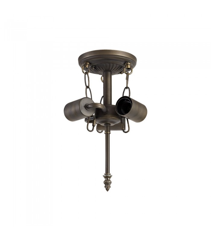 3 Light Semi Flush Ceiling E27 With 30cm Tiffany Shade, Grey, Crystal, Aged Antique Brass - 6