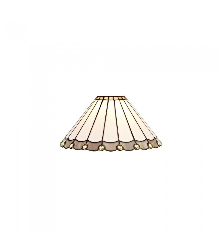 3 Light Semi Flush Ceiling E27 With 30cm Tiffany Shade, Grey, Crystal, Aged Antique Brass - 10