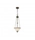 3 Light Uplighter Ceiling Pendant E27 With 30cm Tiffany Shade, Grey, Crystal, Aged Antique Brass - 1