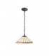 1 Light Downlighter Ceiling Pendant E27 With 40cm Tiffany Shade, Grey, Crystal, Aged Antique Brass - 1