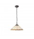 2 Light Downlighter Ceiling Pendant E27 With 40cm Tiffany Shade, Grey, Crystal, Aged Antique Brass - 1