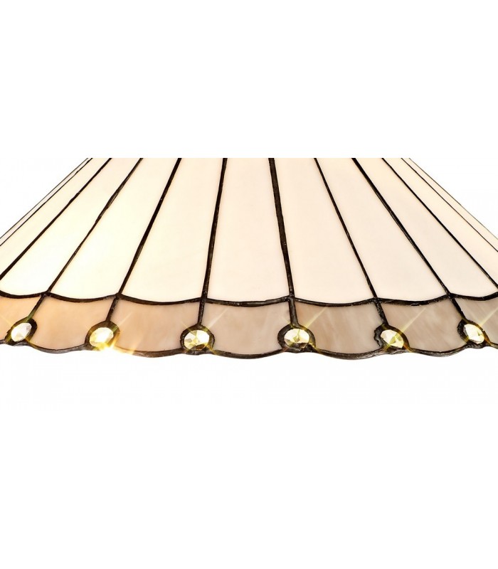 3 Light Downlighter Ceiling Pendant E27 With 40cm Tiffany Shade, Grey, Crystal, Aged Antique Brass - 8