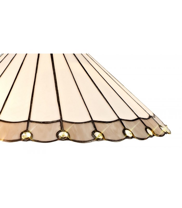 3 Light Semi Flush Ceiling E27 With 40cm Tiffany Shade, Grey, Crystal, Aged Antique Brass - 9