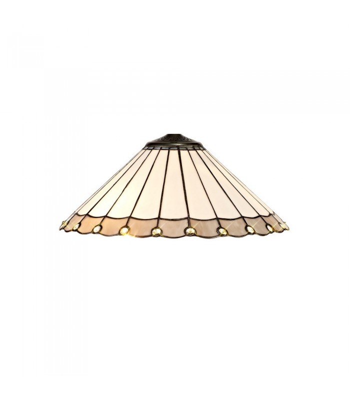 3 Light Semi Flush Ceiling E27 With 40cm Tiffany Shade, Grey, Crystal, Aged Antique Brass - 10