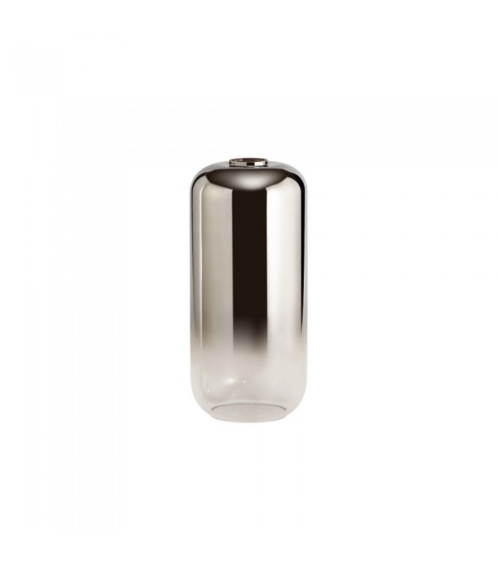 1 Light Ceiling Pendant E27 With 30cm Cylinder Glass, Polished Nickel, Matt Black, Smoked, Clear - 12