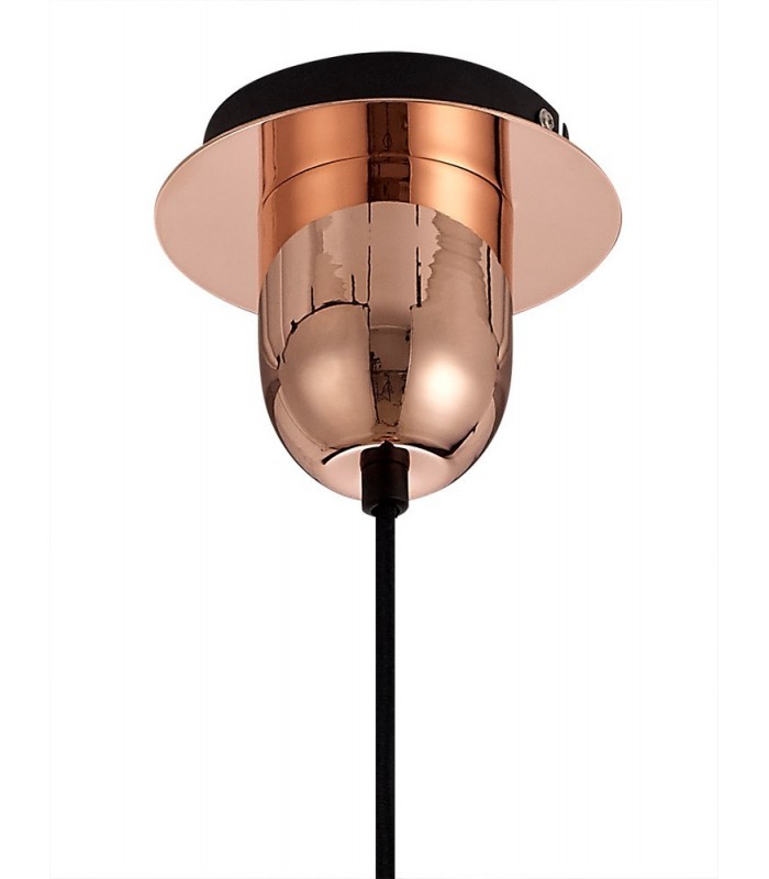 1 Light Ceiling Pendant E27 With 30cm Cylinder Glass, Copper, Matt Black, Clear - 6