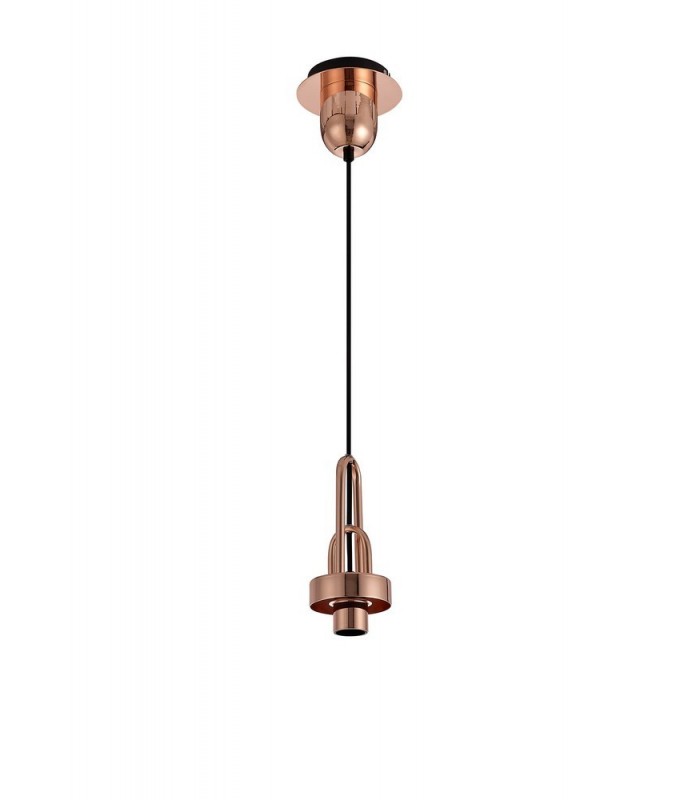 1 Light Ceiling Pendant E27 With 30cm Cylinder Glass, Copper, Matt Black, Clear - 9