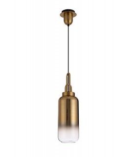 1 Light Ceiling Pendant E27 With 30cm Cylinder Glass, Brass Gold, Matt Black, Clear - 1