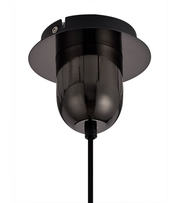 1 Light Ceiling Pendant E27 With 30cm Cylinder Glass, Black Chrome, Matt Black, Smoked, Clear - 6