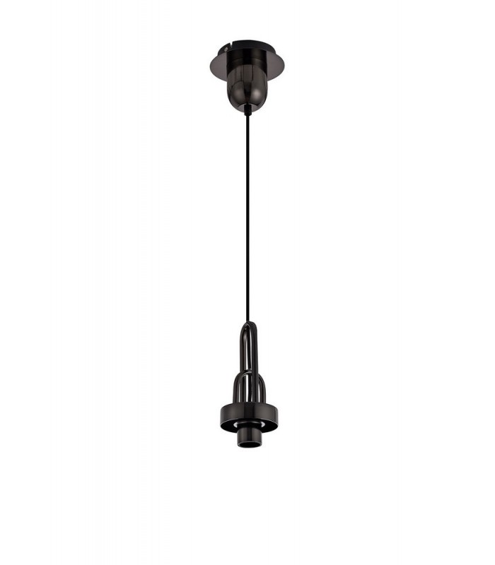 1 Light Ceiling Pendant E27 With 30cm Cylinder Glass, Black Chrome, Matt Black, Smoked, Clear - 9