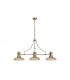 3 Light Telescopic Ceiling Pendant E27 With 30cm Round Glass Shade, Antique Brass, Amber - 1