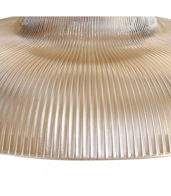 3 Light Telescopic Ceiling Pendant E27 With 30cm Round Glass Shade, Antique Brass, Amber - 5