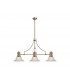3 Light Telescopic Ceiling Pendant E27 With 30cm Bell Glass Shade, Antique Brass, Clear - 1
