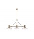 3 Light Telescopic Ceiling Pendant E27 With 30cm Flat Round Glass Shade, Antique Brass, Clear - 1
