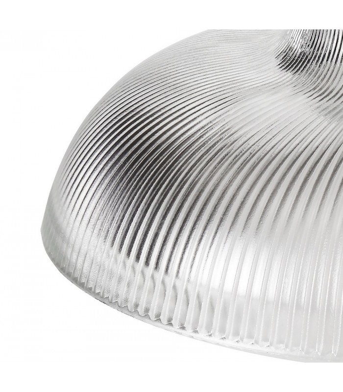 3 Light Telescopic Ceiling Pendant E27 With 30cm Round Glass Shade, Polished Nickel, Clear - 4