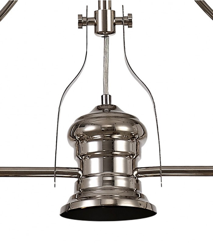 3 Light Telescopic Ceiling Pendant E27 With 30cm Round Glass Shade, Polished Nickel, Clear - 9