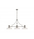 3 Light Telescopic Ceiling Pendant E27 With 30cm Flat Round Glass Shade, Polished Nickel, Clear - 1