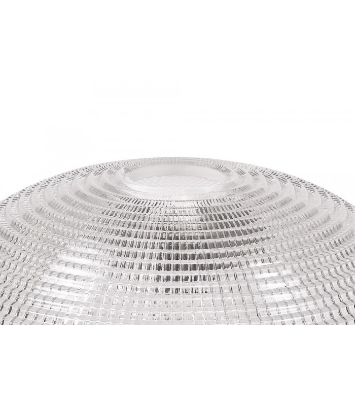 3 Light Telescopic Ceiling Pendant E27 With 30cm Prismatic Glass Shade, Polished Nickel, Clear - 8