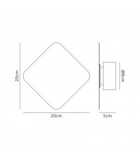 Magnetic Base Wall Lamp, 12W LED 3000K 498lm, 15cm Diamond, Sand White - 2