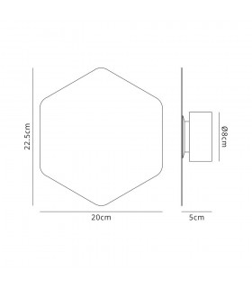 Magnetic Base Wall Lamp, 12W LED 3000K 498lm, 20cm Vertical Hexagonal, Sand White - 2