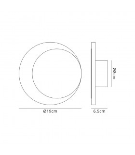 Magnetic Base Wall Lamp, 12W LED 3000K 498lm, 15, 19cm Round Right Offset, Sand White, Acrylic Frosted Diffuser - 2