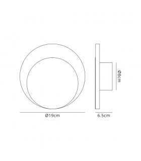 Magnetic Base Wall Lamp, 12W LED 3000K 498lm, 15, 19cm Round Bottom Offset, Sand White, Acrylic Frosted Diffuser - 2