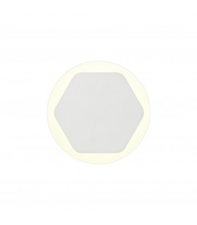 Magnetic Base Wall Lamp, 12W LED 3000K 498lm, 15, 19cm Horizontal Hexagonal Centre, Sand White, Round Acrylic Frosted Diffuser -
