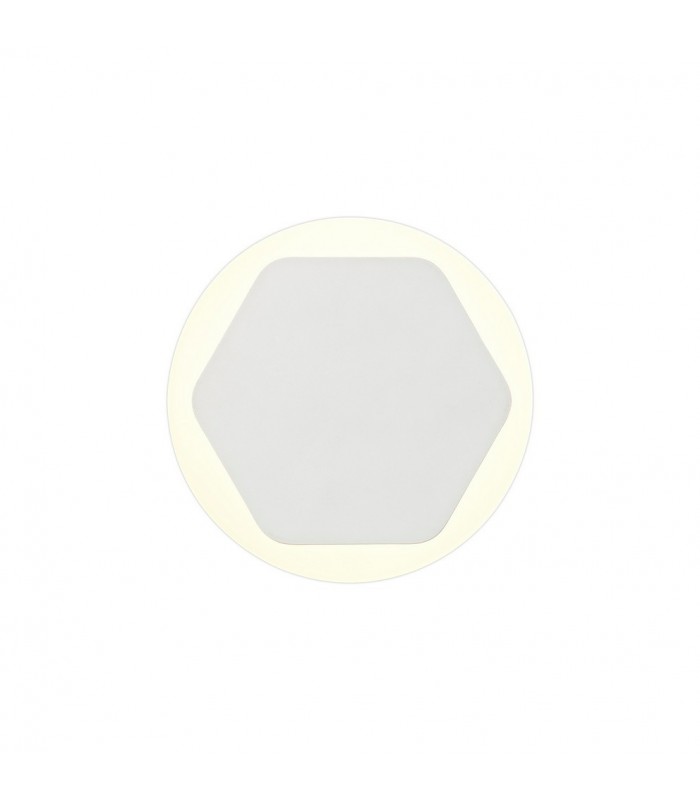 Magnetic Base Wall Lamp, 12W LED 3000K 498lm, 15, 19cm Horizontal Hexagonal Centre, Sand White, Round Acrylic Frosted Diffuser -